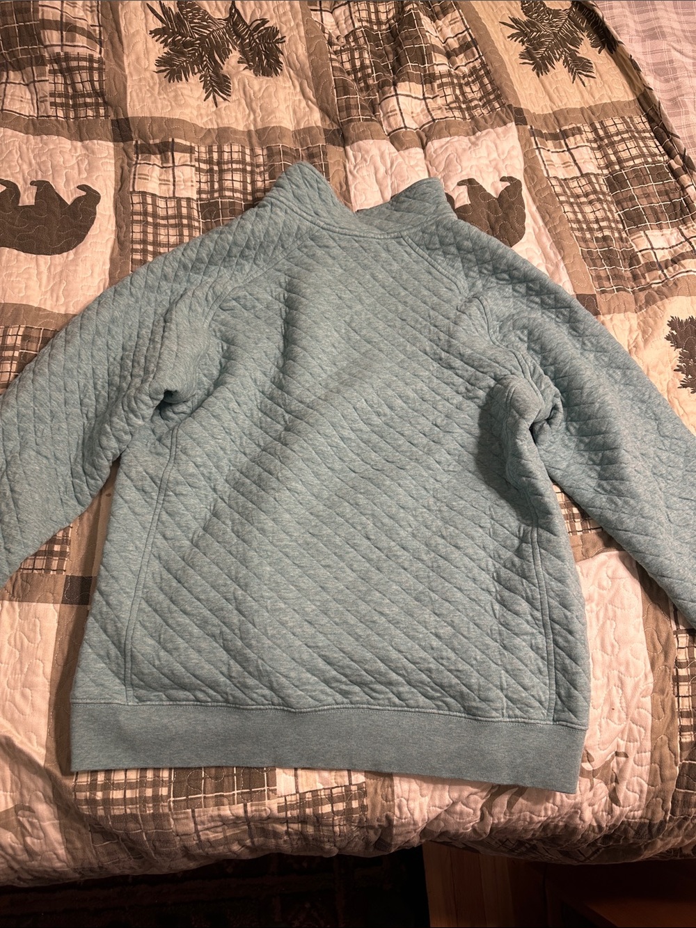 L.L. Bean Quilted Crewneck Pullover Sweater in Light Blue - Picture 5 of 7